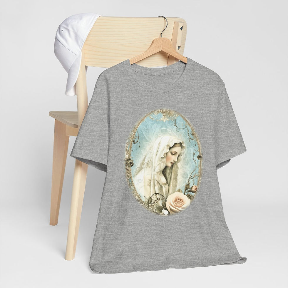 Thumbnail: Shabby Virgin Mary T-Shirt Ave Maria Religious Faith Art Tee Catholic Gifts