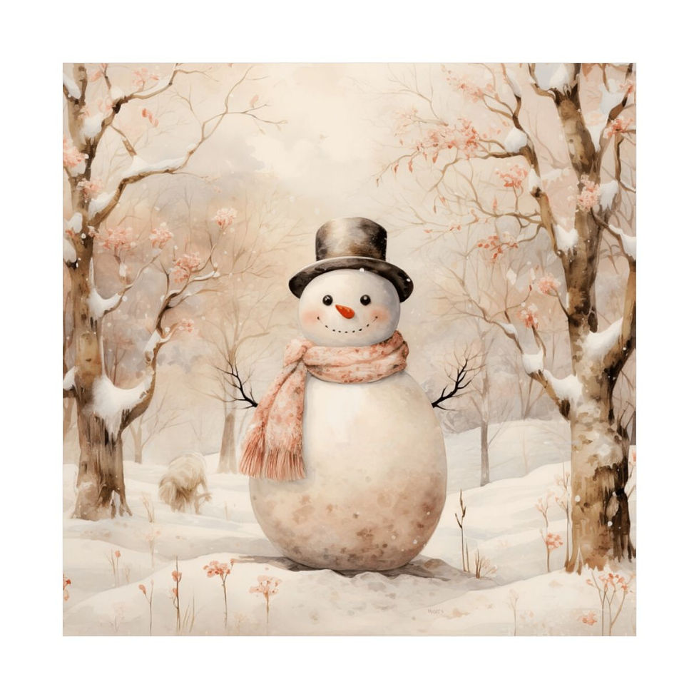 Thumbnail: Farmhouse Snowman Art French Country Christmas Print Pastel Winter wall Decor