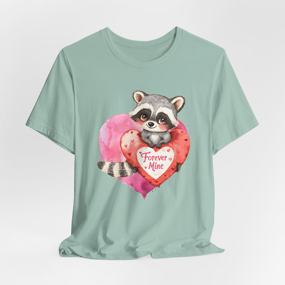 Thumbnail: Racoon Art T-Shirt Forever Mine Artistic Gift Cute Expressive Valentines Day Tee