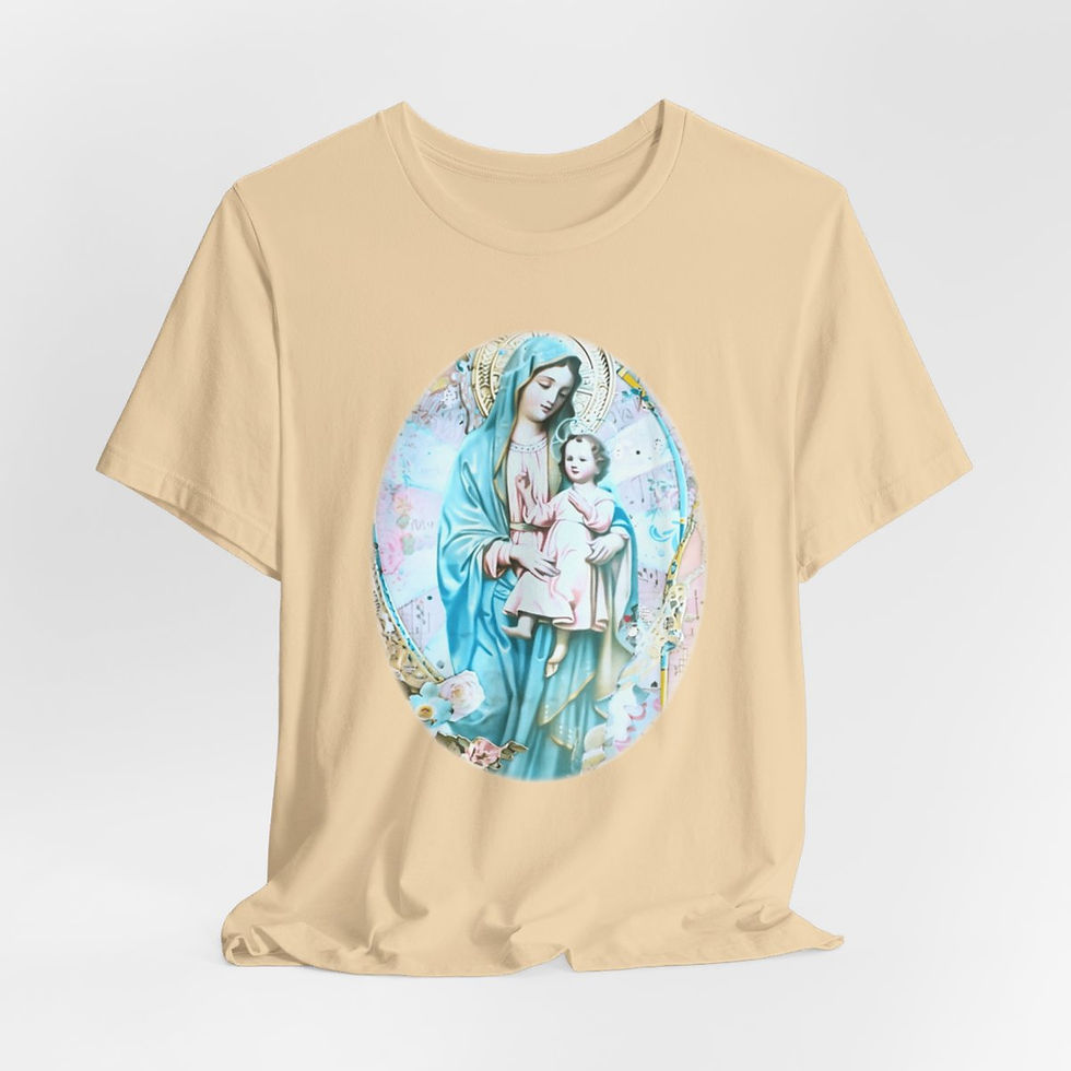 Thumbnail: Vintage Madonna & Child T-Shirt Shabby Virgin Mary Apparel Art Tee Catholic Gift