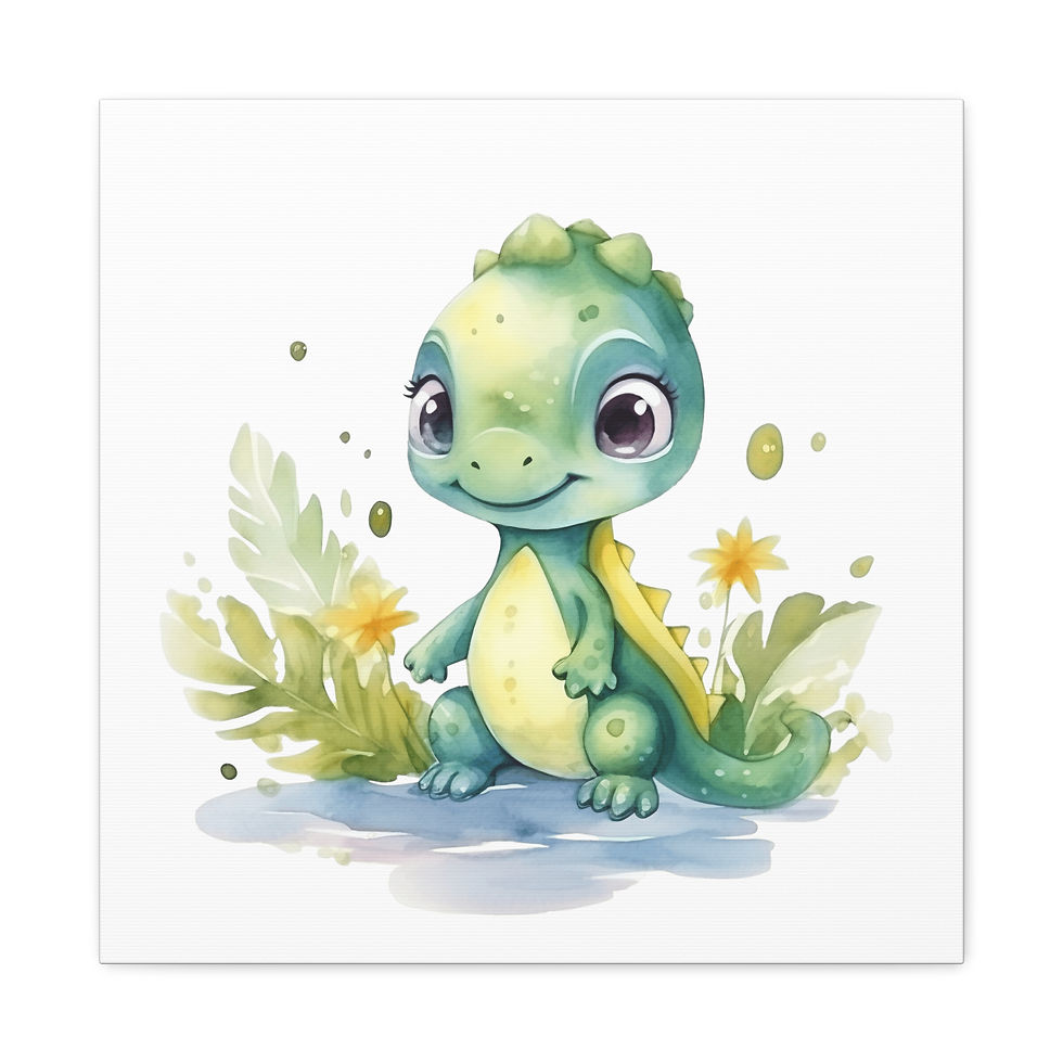 Thumbnail: Baby Dinosaur Nursery Decor Watercolor Canvas Art Print Baby Toddler 
