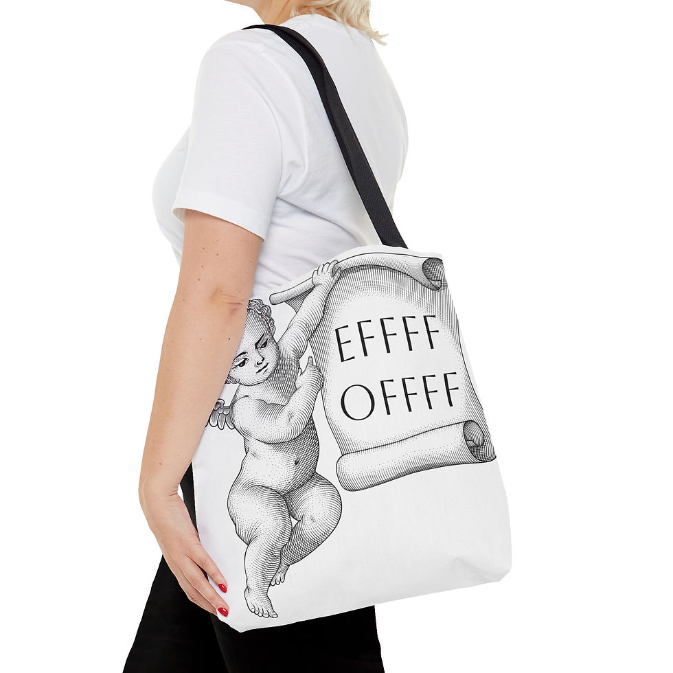 Thumbnail: Sarcastic Tote Bag Vintage Cherub F OFF Angel Funny Artistic Trendy Gift 