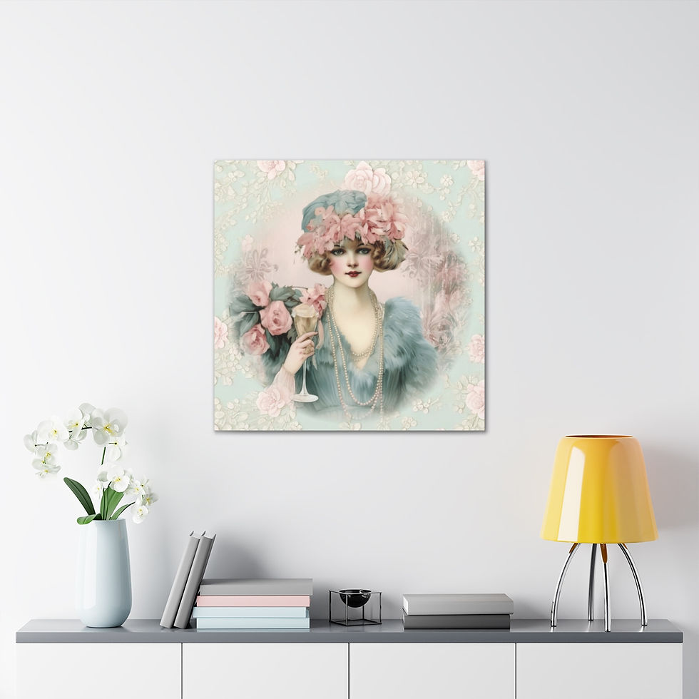 Thumbnail: Shabby Canvas Art Victorian Woman w/ Champagne Wall Decor Artistic Gifts