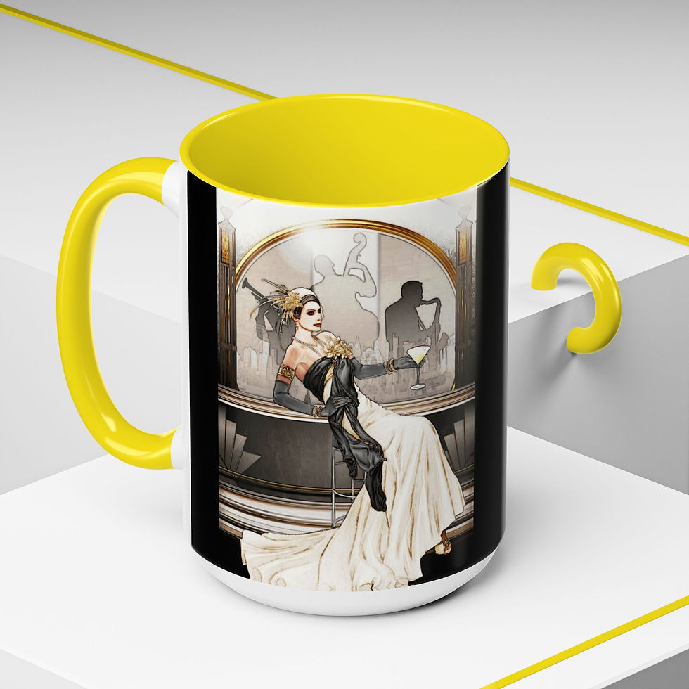 Thumbnail: Chic Art Deco Coffee Mug Glamourous Woman with Cocktail Artistic Gift 
