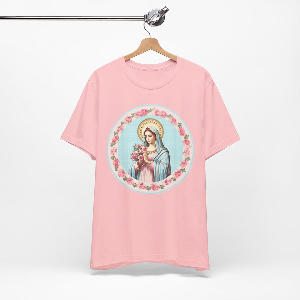 Thumbnail: Shabby Virgin Mary T-Shirt Religious Faith Pastel Art Tee Vintage Catholic Gifts