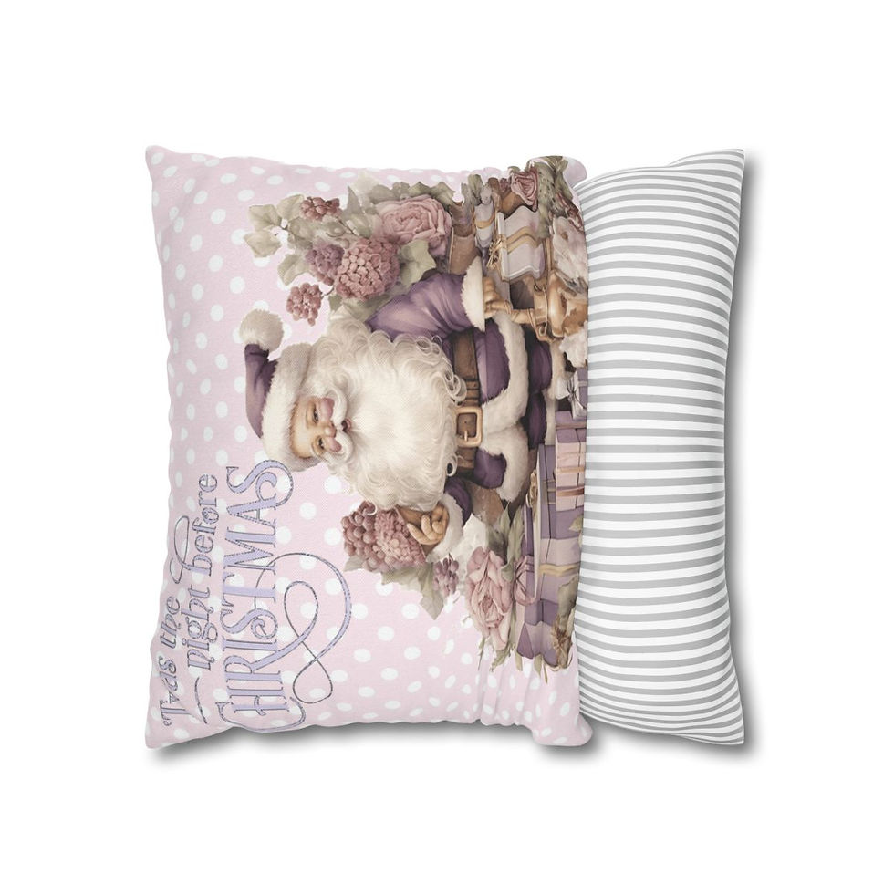 Thumbnail: Victorian Santa Claus Christmas Decor Throw Pillow Cover Shabby Pink Purple
