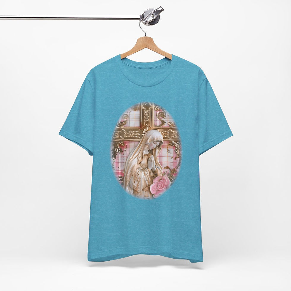 Thumbnail: Shabby Virgin Mary T-Shirt Ave Maria Religious Faith Art Tee Catholic Gifts