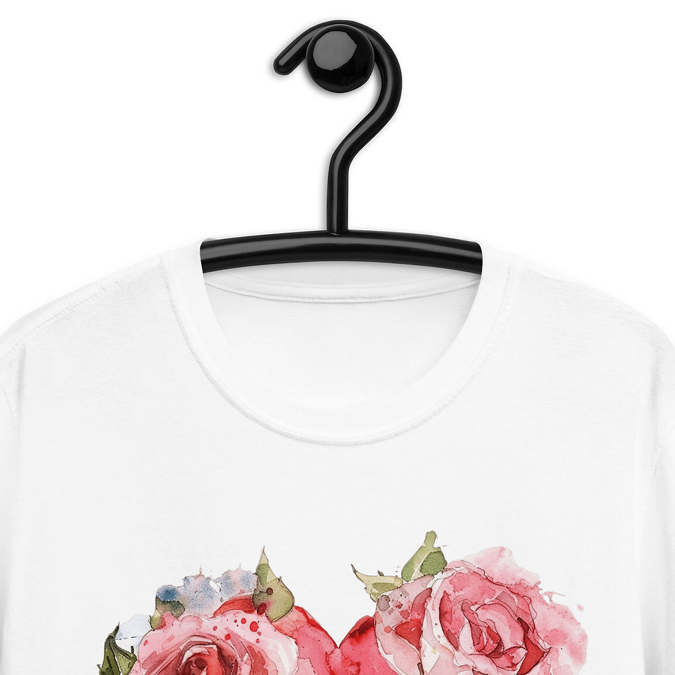 Thumbnail: Shabby Heart T-Shirt Pink Roses Wearable Art Tee Artistic Gift