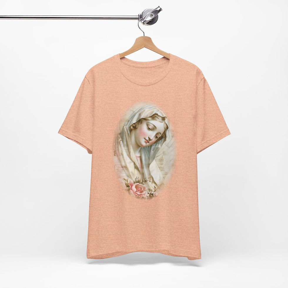 Thumbnail: Shabby Virgin Mary T-Shirt Ave Maria Religious Faith Art Tee Catholic Gifts