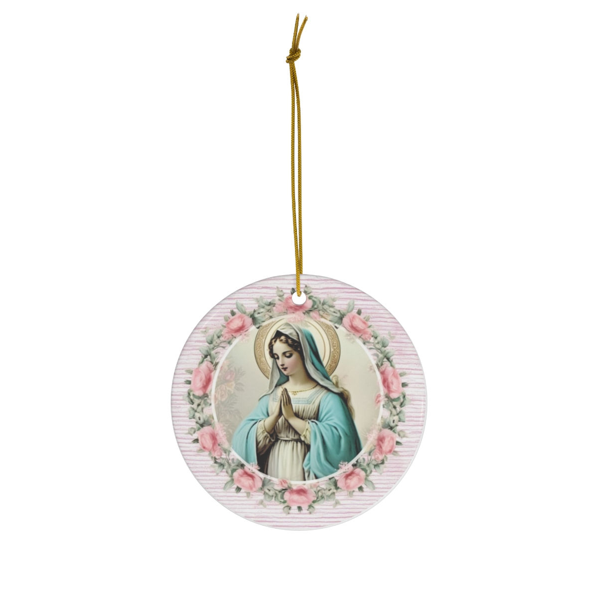 Shabby Virgin Mary Ornament Pink Cottage Pastel Christmas Decor Catholic Gifts
