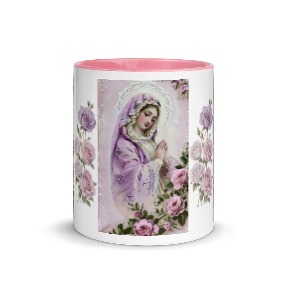 Thumbnail: Artistic Virgin Mary Coffee Mug Madonna Shabby Roses Faith Art Coffee Cup Gift 