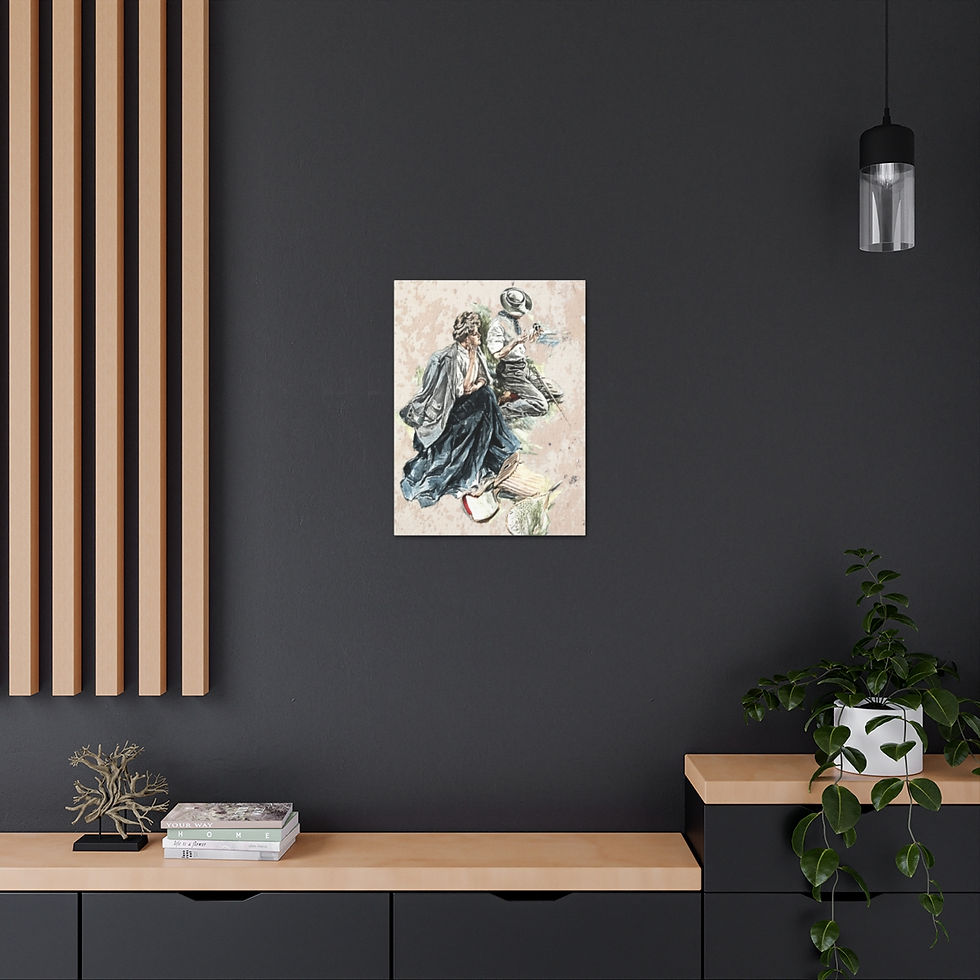 Thumbnail: Vintage Fishing Canvas Art Victorian Woman and Man Harrison Fisher Home Decor