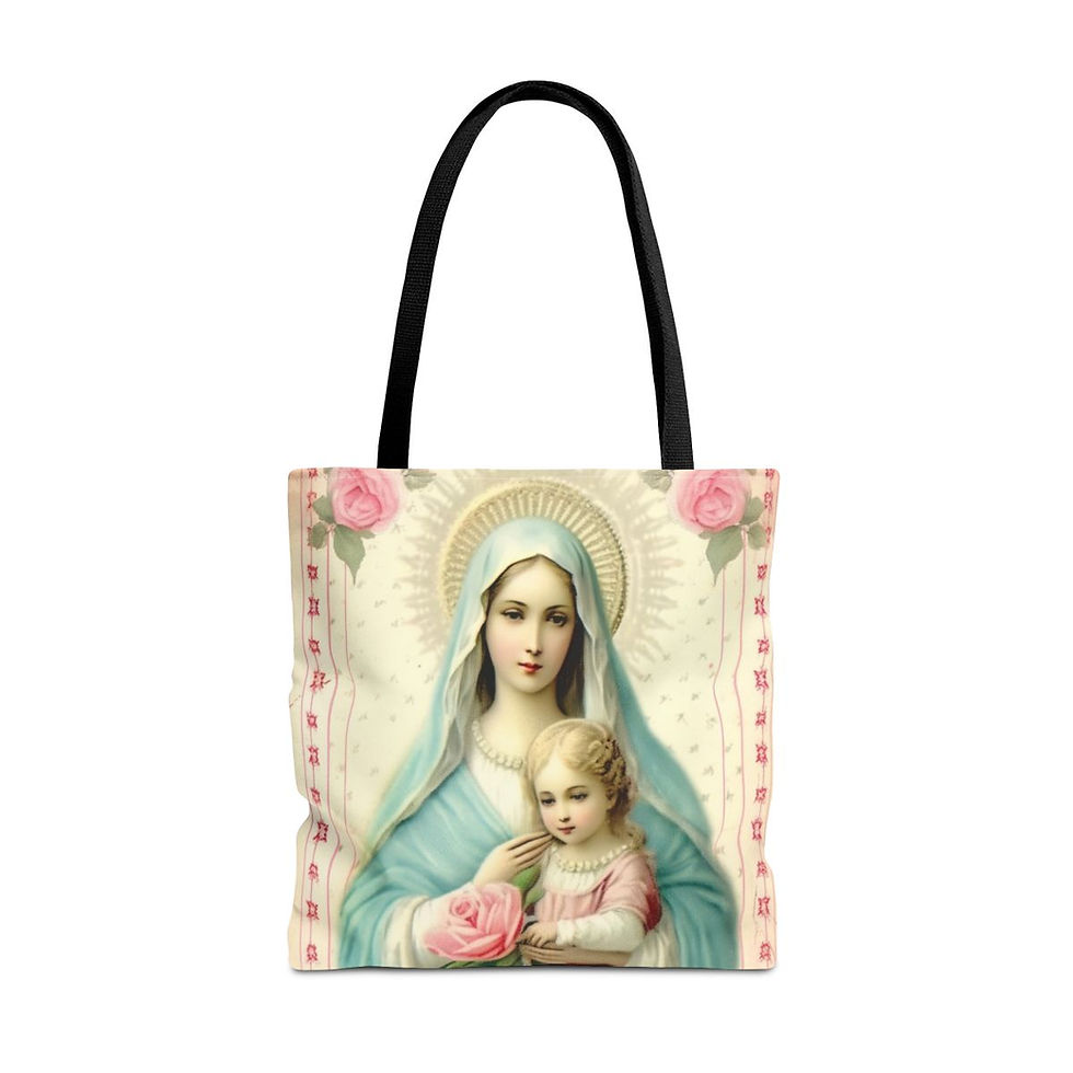 Thumbnail: Shabby Virgin Mary Tote Bag Mother Mary Madonna and Child Serene Catholic Gift