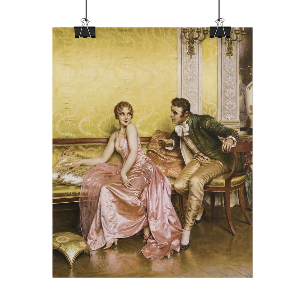 Thumbnail: French Romance Art Print - Frédéric Soulacroix, The Courtship, Victorian Couple