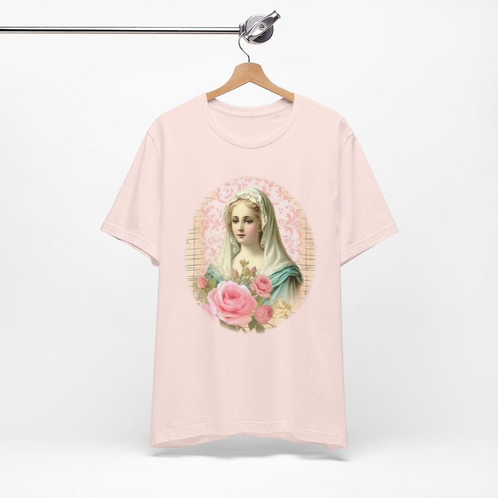 Thumbnail: Virgin Mary T-Shirt Shabby French Madonna Ave Maria Art Tee Catholic Faith Gifts