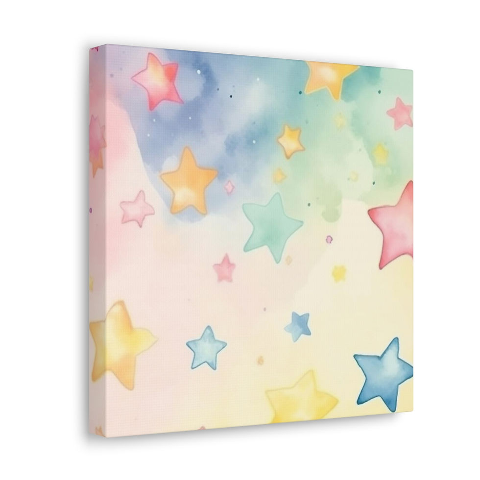 Thumbnail: Artistic Nursery Decor Canvas Art Watercolor Stars Colorful Starry Sky Print 