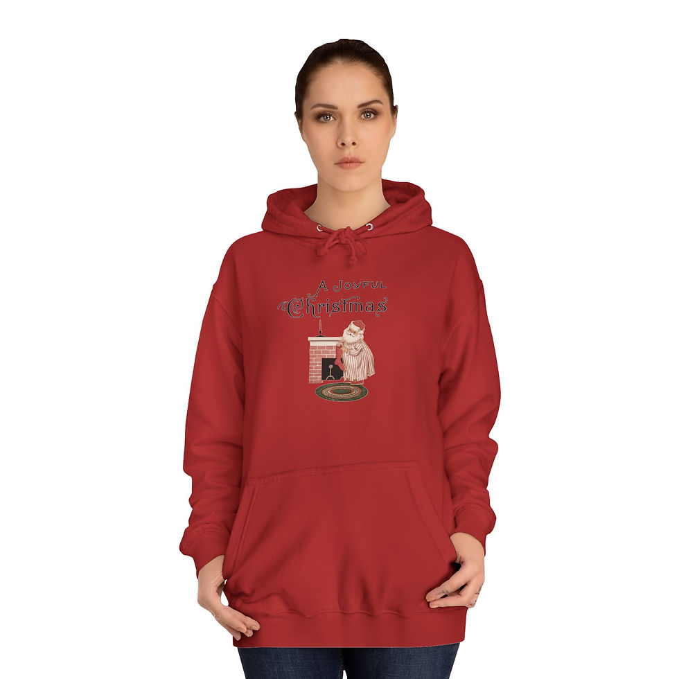 Thumbnail: Retro Santa Hoodie Joyful Christmas Sweatshirt w/Pockets Cozy Winter Apparel 