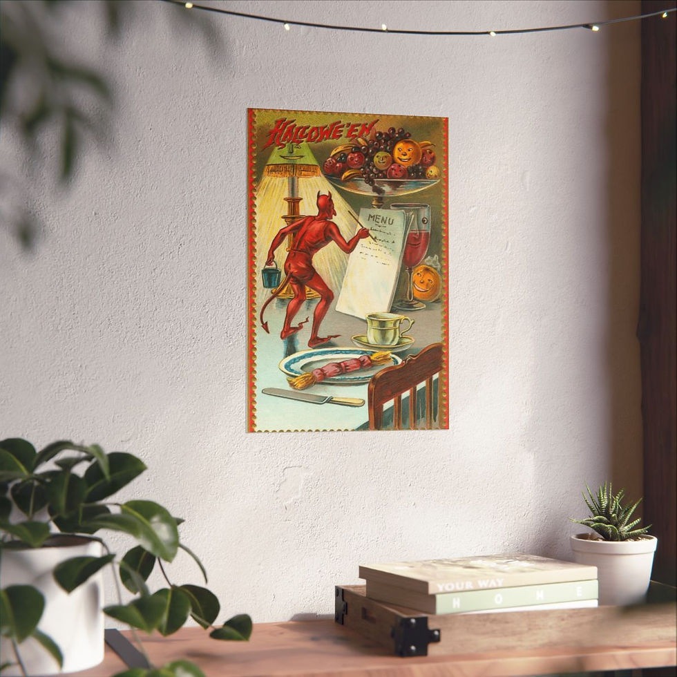 Thumbnail: Vintage Halloween Art Print Devil Halloween Dinner Party Wall Decor Antique Art