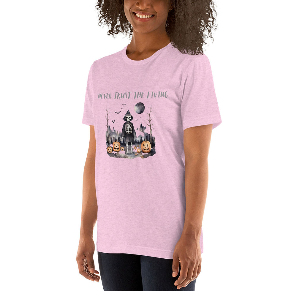 Thumbnail: Artistic T-shirt Never Trust the Living Halloween theme Unisex Tee