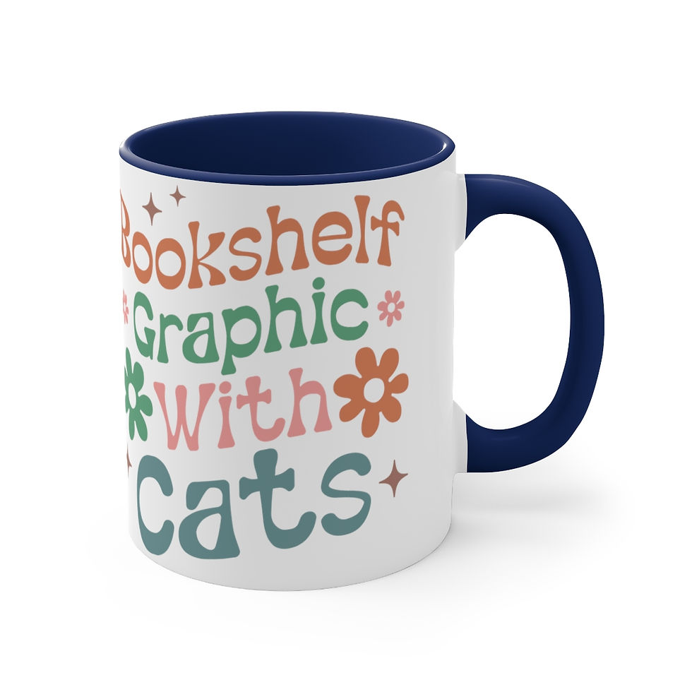 Thumbnail: Book Theme 2-tone Coffee Mug Bookshelf Graphic With Cats Reading Lover gifts