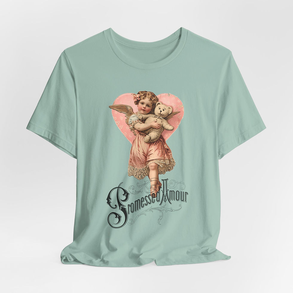 Thumbnail: Shabby French Cherub T-Shirt Cupid Promise of Love Artistic Gift Angel & Bear 
