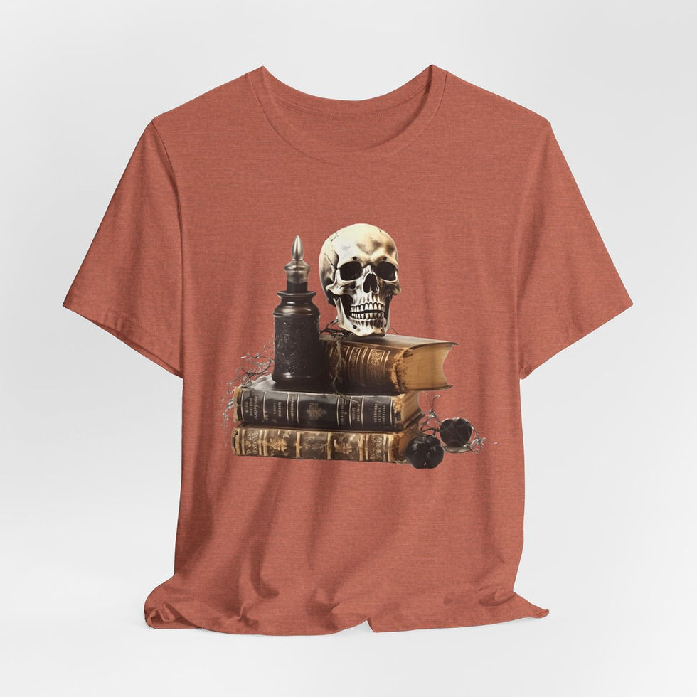 Thumbnail: Witchy T-Shirt Spell book & Skull Art Tee Esoteric Expressive Halloween Gifts