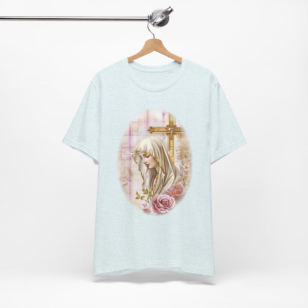 Thumbnail: Shabby Virgin Mary T-Shirt Ave Maria Religious Faith Art Tee Catholic Gifts