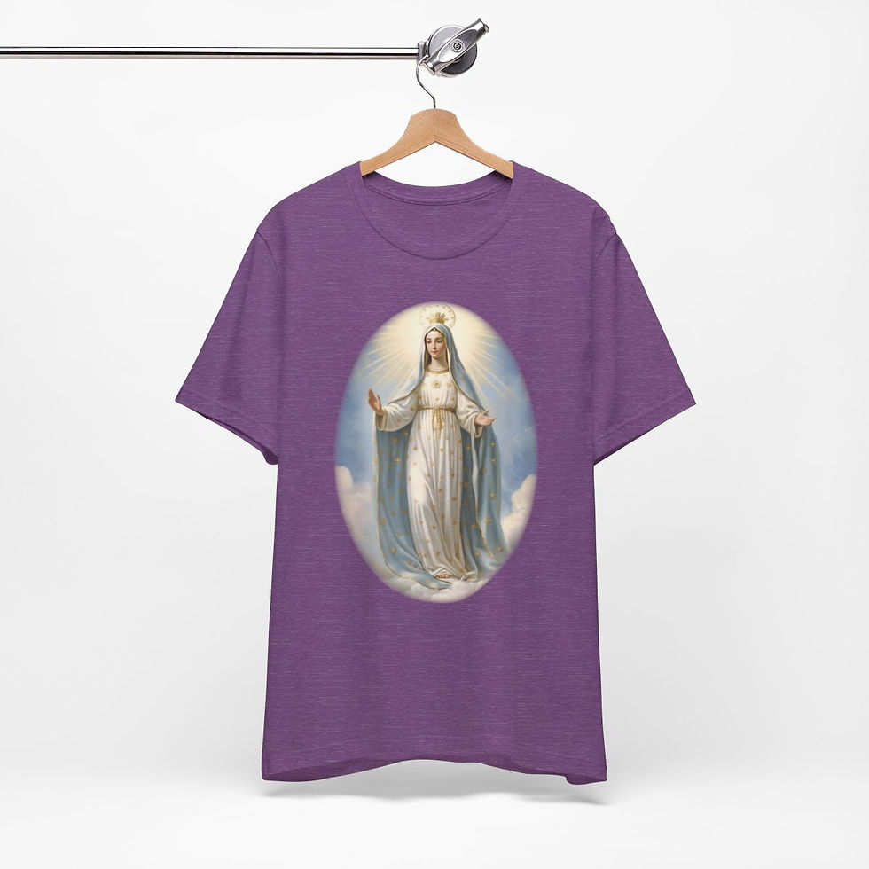 Thumbnail: Virgin Mary T-Shirt Our Lady of Grace Ave Maria Art Tee Catholic Faith Gift