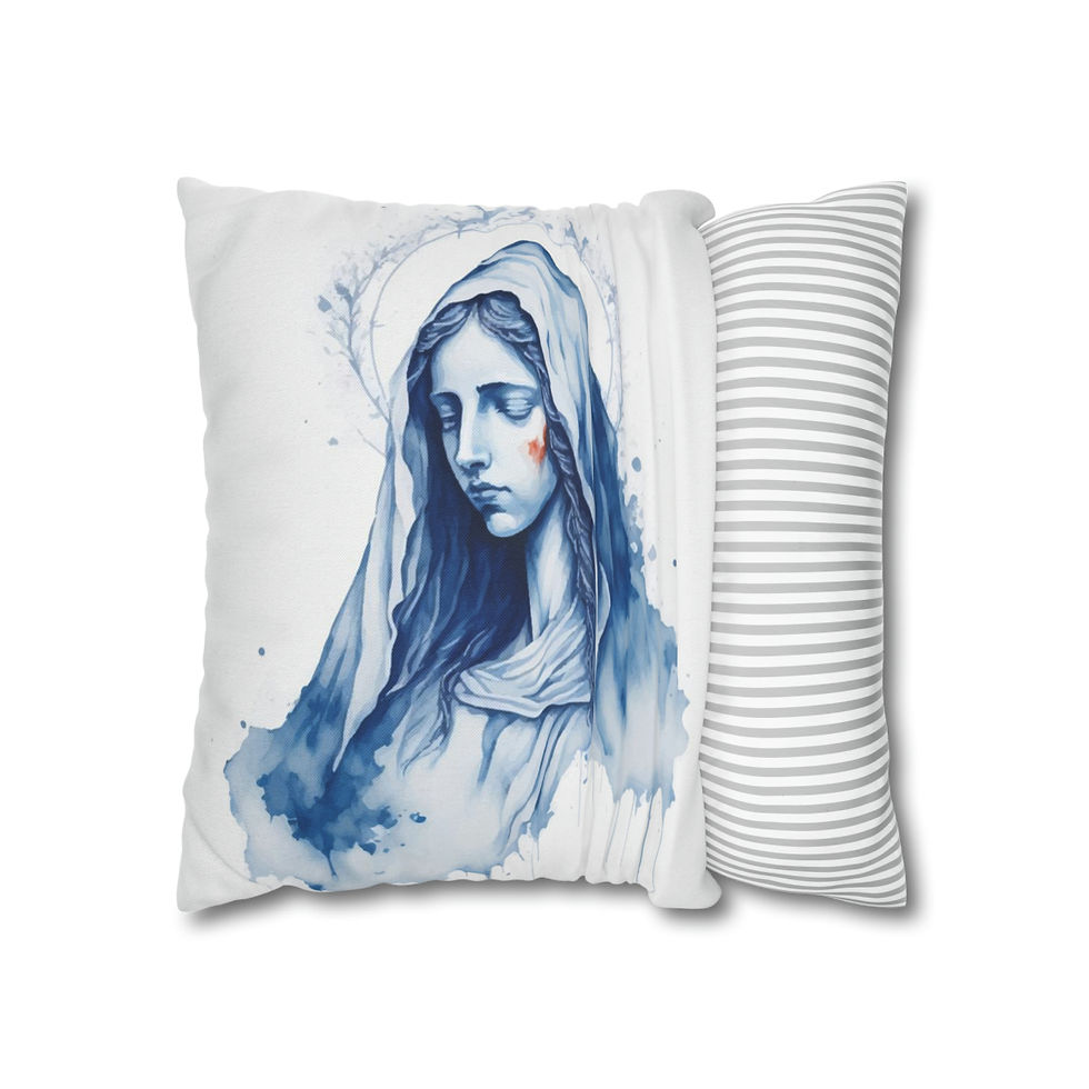 Thumbnail: Watercolor Virgin Mary Throw Pillow cover The Madonna Religious Home Decor 