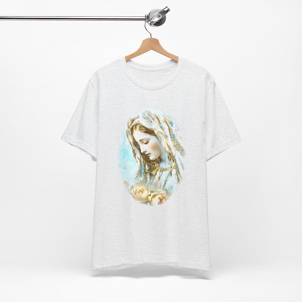Thumbnail: Shabby Virgin Mary T-Shirt Ave Maria Religious Faith Art Tee Catholic Gifts