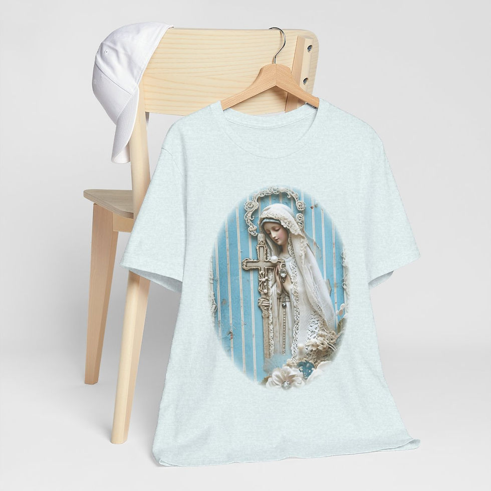 Thumbnail: Shabby Virgin Mary T-Shirt Ave Maria Religious Faith Art Tee Catholic Gifts