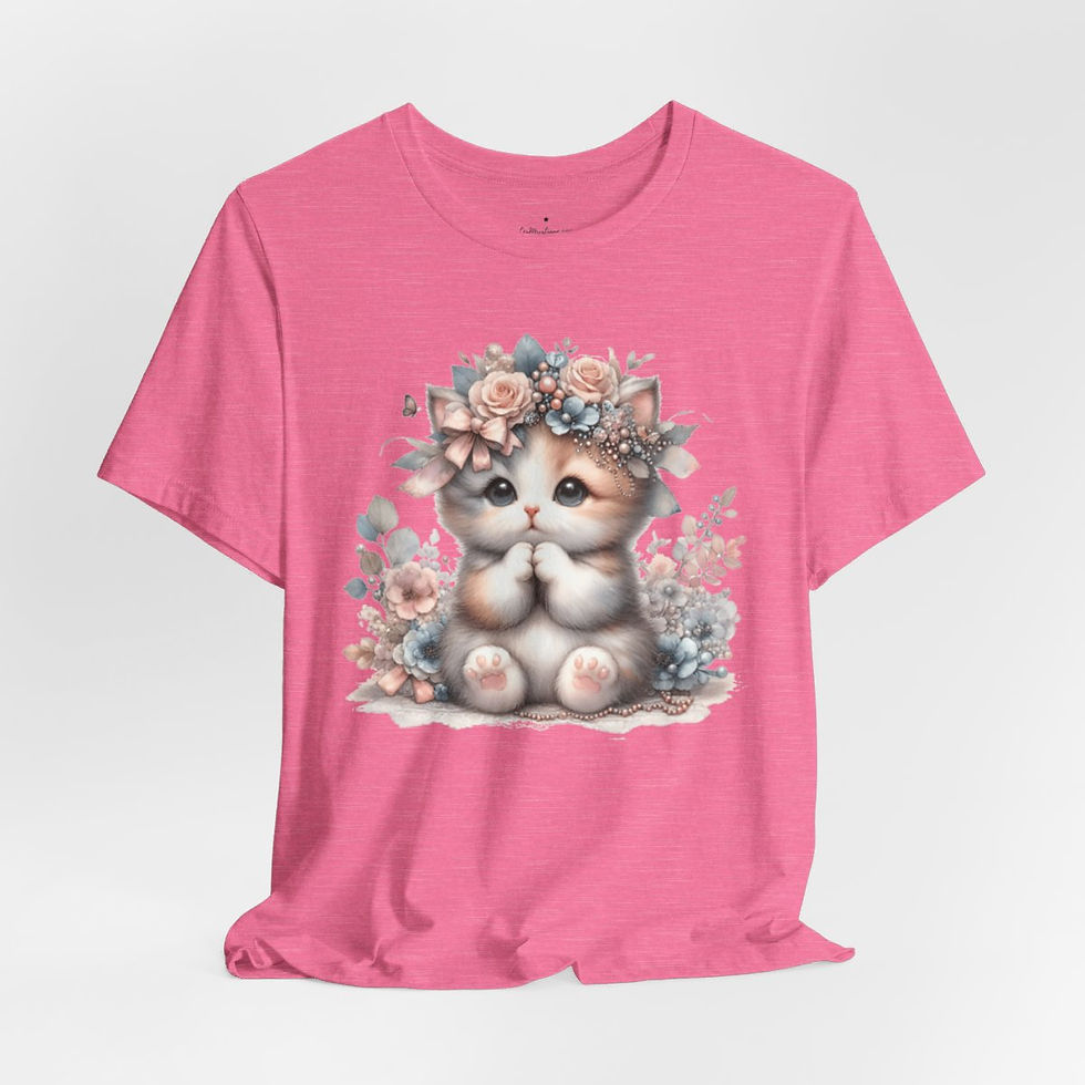 Thumbnail: Shabby Glam Kitty T-Shirt Pink Roses Cute Cat Tee Trendy Unique Cat Lover Gift