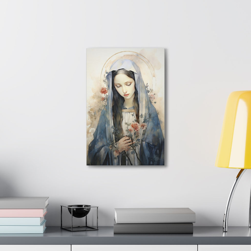 Thumbnail: Blessed Virgin Mary Canvas Art Madonna Pastel French Country Religious Decor