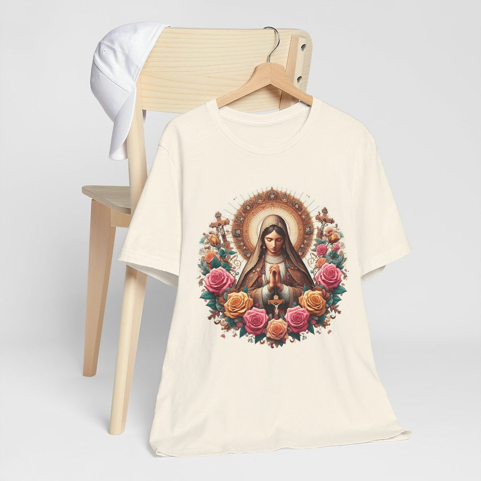 Thumbnail: Shabby Religious Faith T-Shirt Virgin Mary Art Tee Vintage Style Catholic Gifts