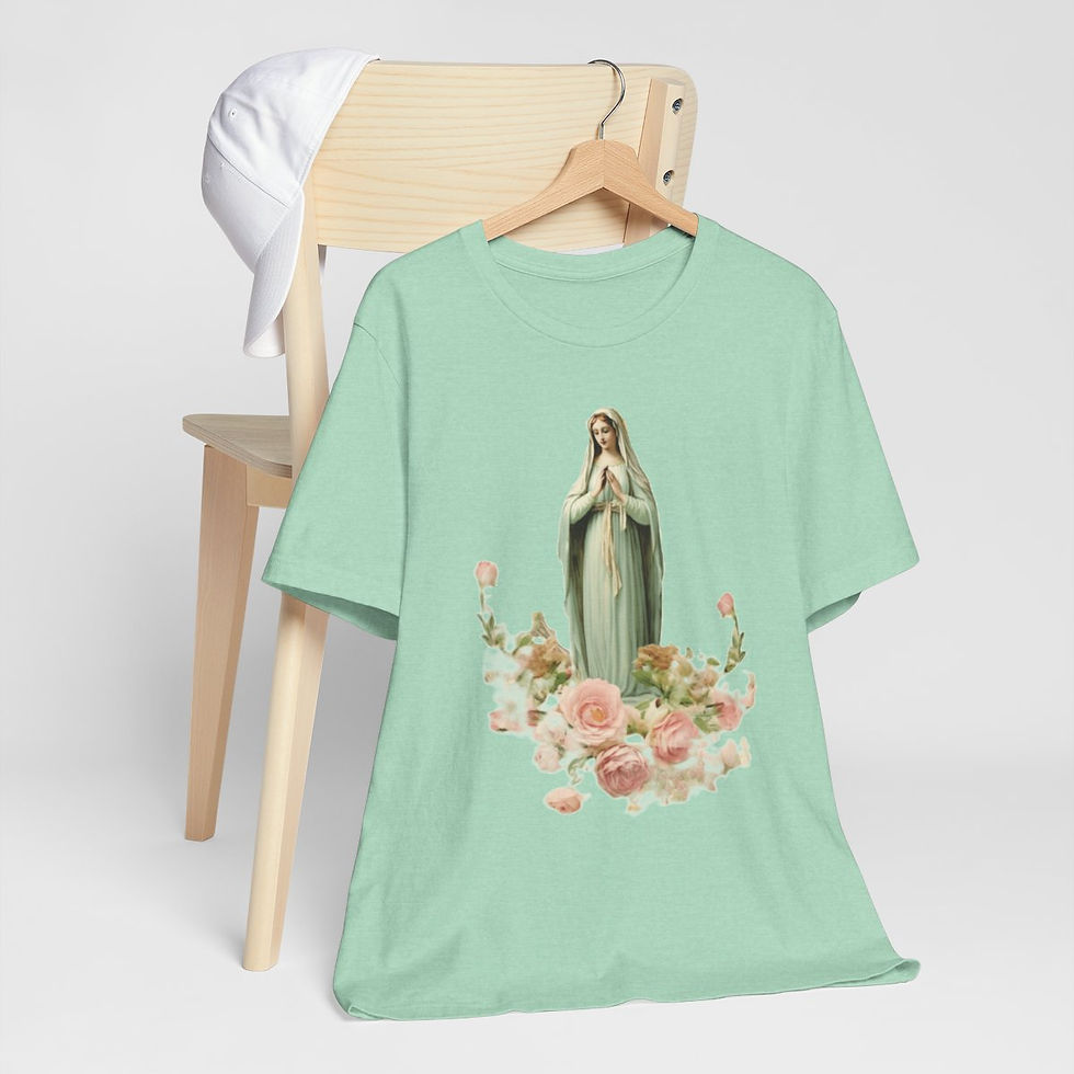 Thumbnail: Shabby Religious Faith T-Shirt Virgin Mary Art Tee Vintage Style Catholic Gifts