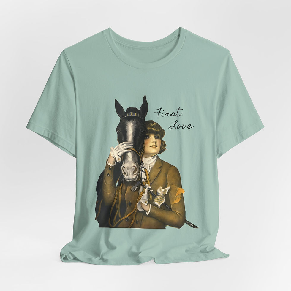Thumbnail: Artistic Equestrian T-Shirt 1st Love Horse & Art Deco Woman Wearable Vintage Art