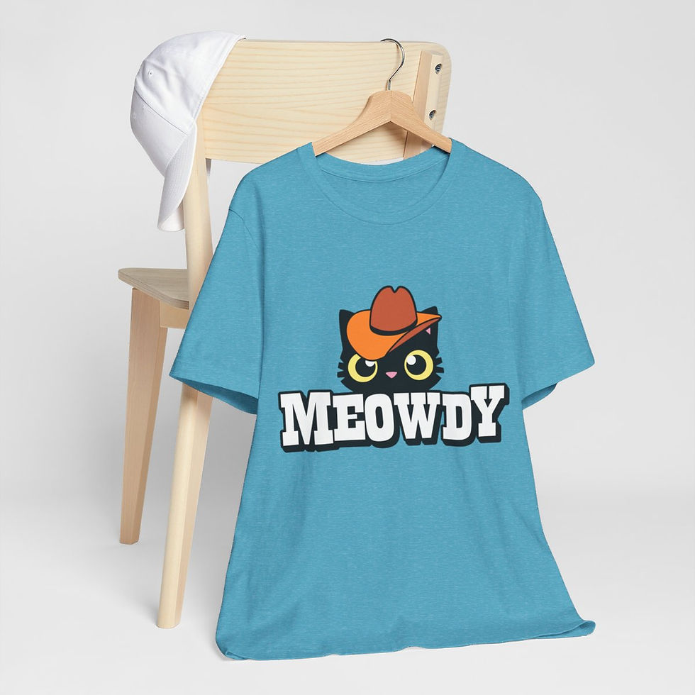 Thumbnail: Sarcastic T-Shirt Meowdy Cowboy Cat Art Tee Expressive Fun Unique Gifts