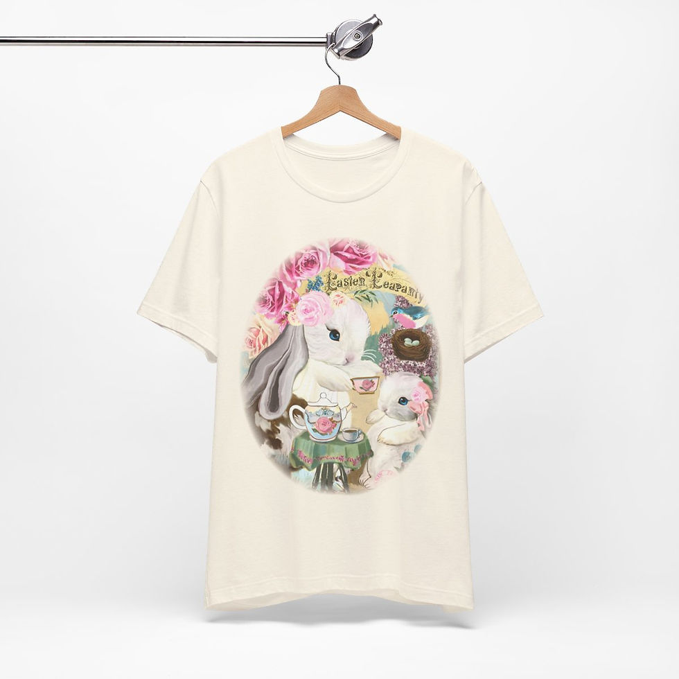 Thumbnail: Shabby T-Shirt Bunny having Tea Pink Roses Chic Art Tee Artistic Apparel & Gifts
