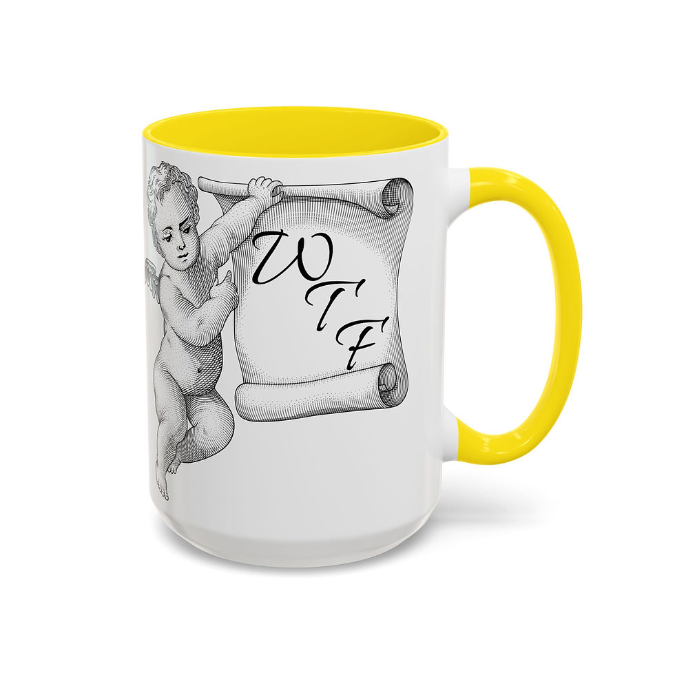 Thumbnail: Sarcastic Cherub Coffee Mug Vintage Angel WTF Funny Break-Up Artistic Gift 