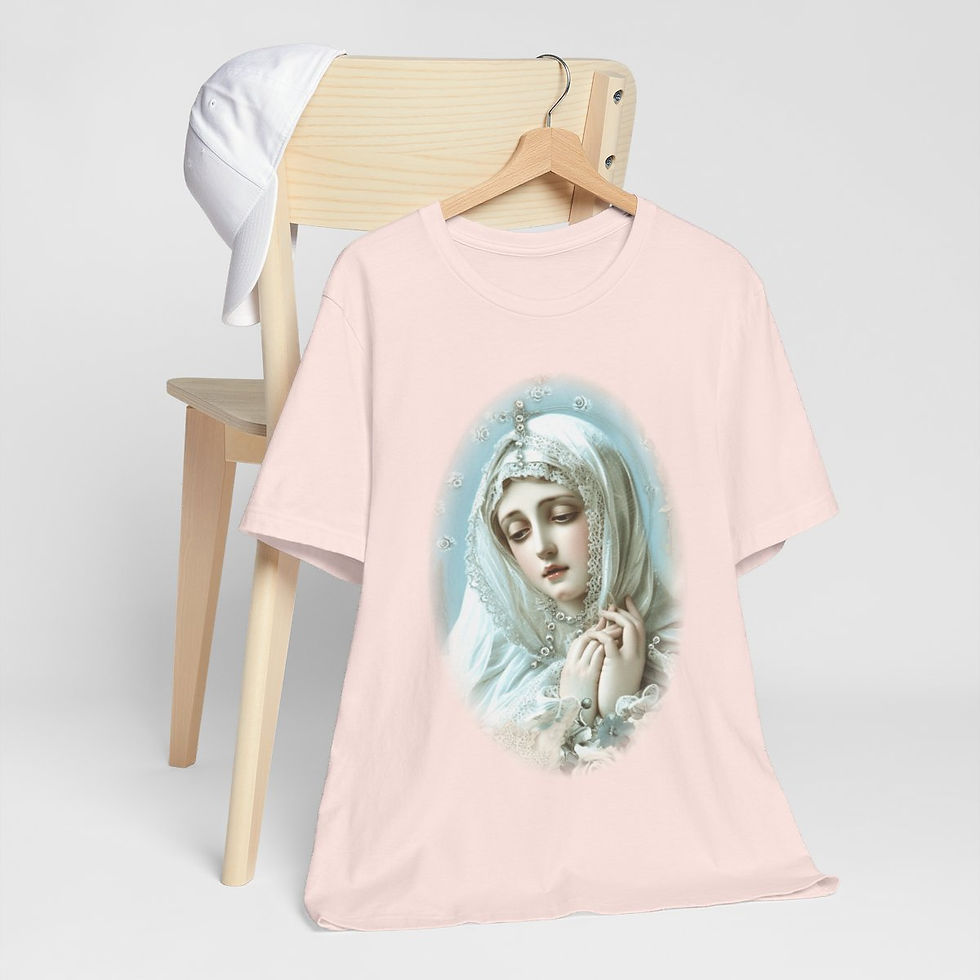 Thumbnail: Shabby Virgin Mary T-Shirt Ave Maria Religious Faith Art Tee Catholic Gifts