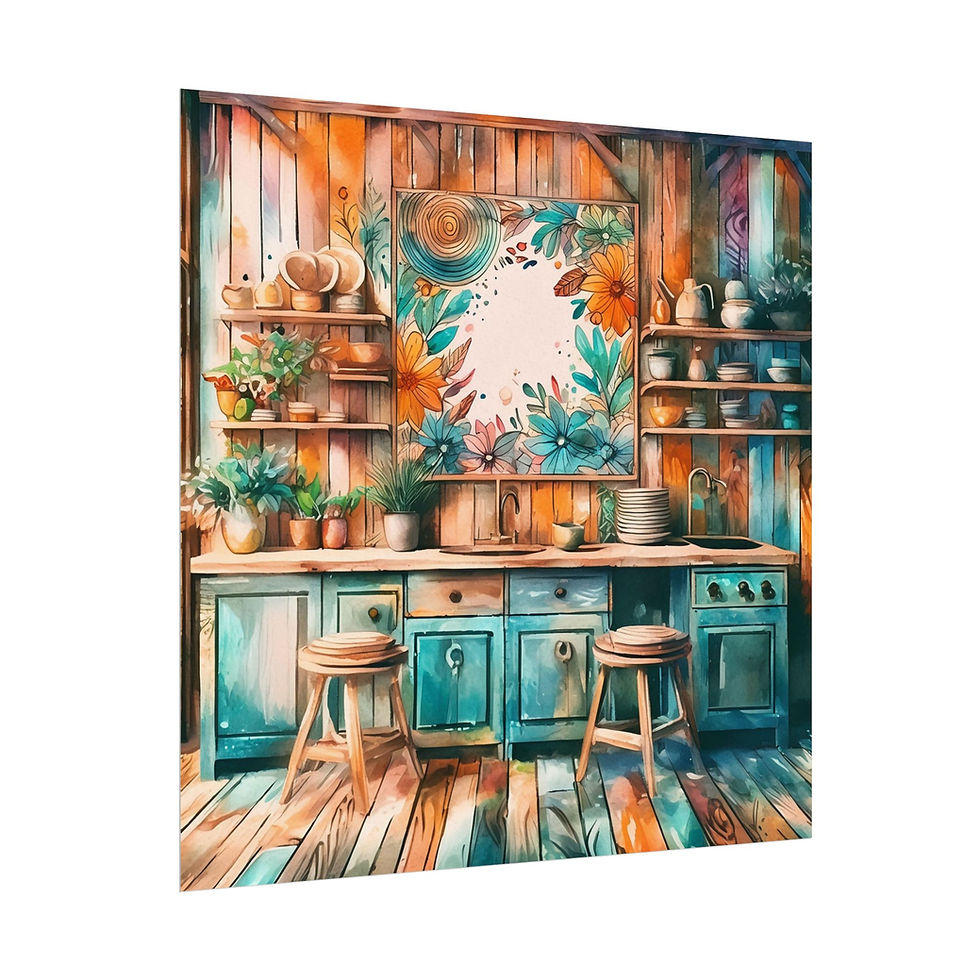 Thumbnail: Farmhouse Boho Watercolor Art Colorful Rustic Kitchen Artistic Wall Decor
