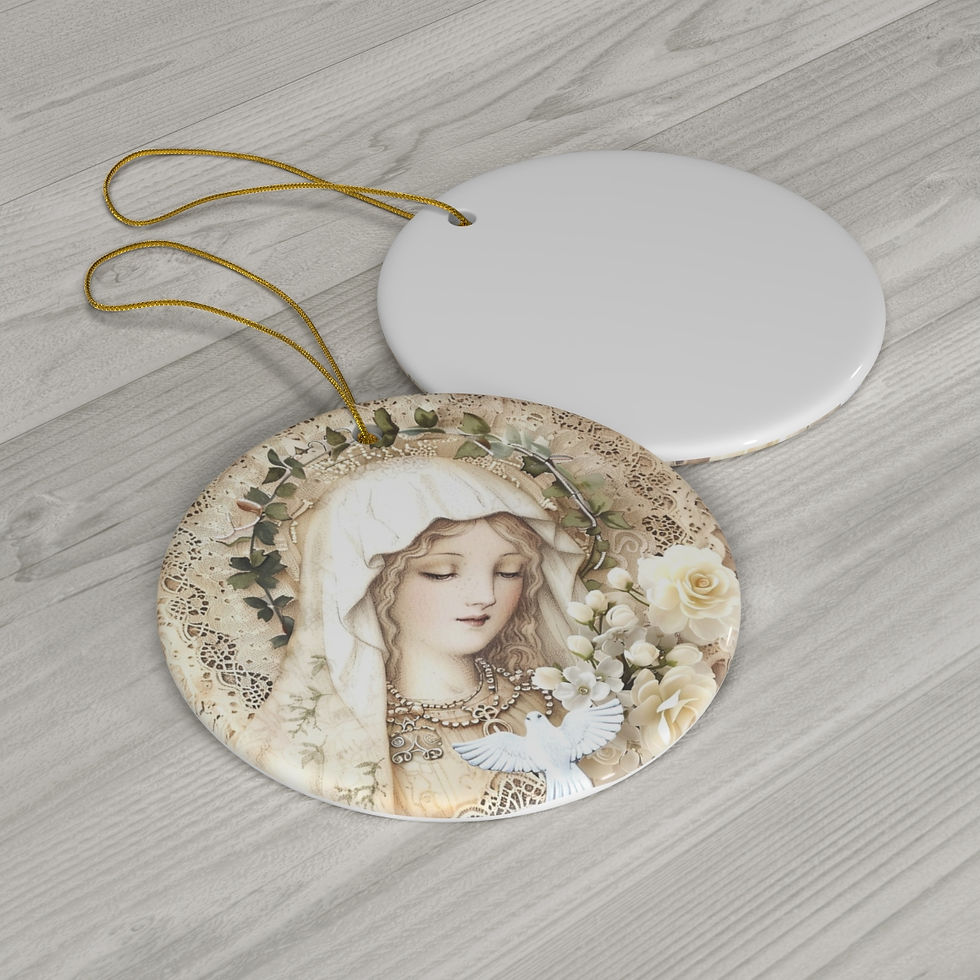Thumbnail: Christmas Ornament Virgin Mary Praying Shabby French Pastel Decor Catholic Gifts