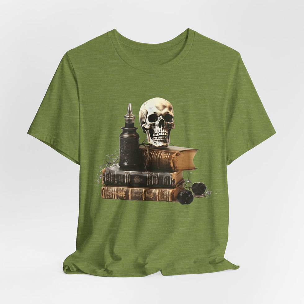 Thumbnail: Witchy T-Shirt Spell book & Skull Art Tee Esoteric Expressive Halloween Gifts