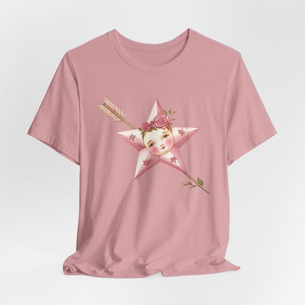 Thumbnail: Shabby Cherub Art T-Shirt Valentine's Day Pink Cupid Expressive Artistic Gift