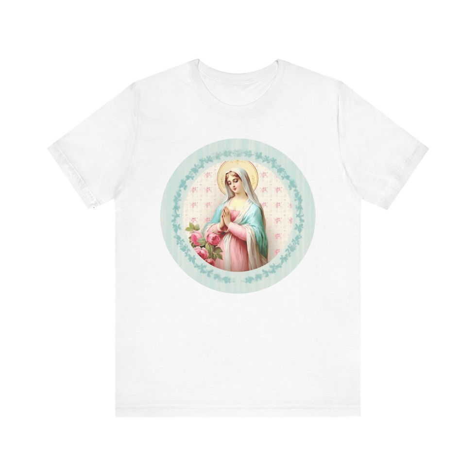 Thumbnail: Shabby Virgin Mary T-Shirt Religious Faith Pastel Art Tee Vintage Catholic Gifts