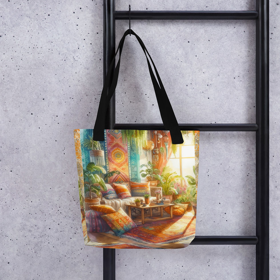 Thumbnail: Boho Tote Bag Bohemian Hippie Gypsy Style Art Tote Artistic Gift