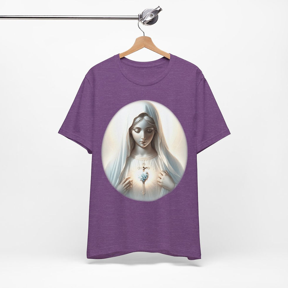 Thumbnail: Virgin Mary T-Shirt Immaculate Heart Ave Maria Art Tee Catholic Faith Gift