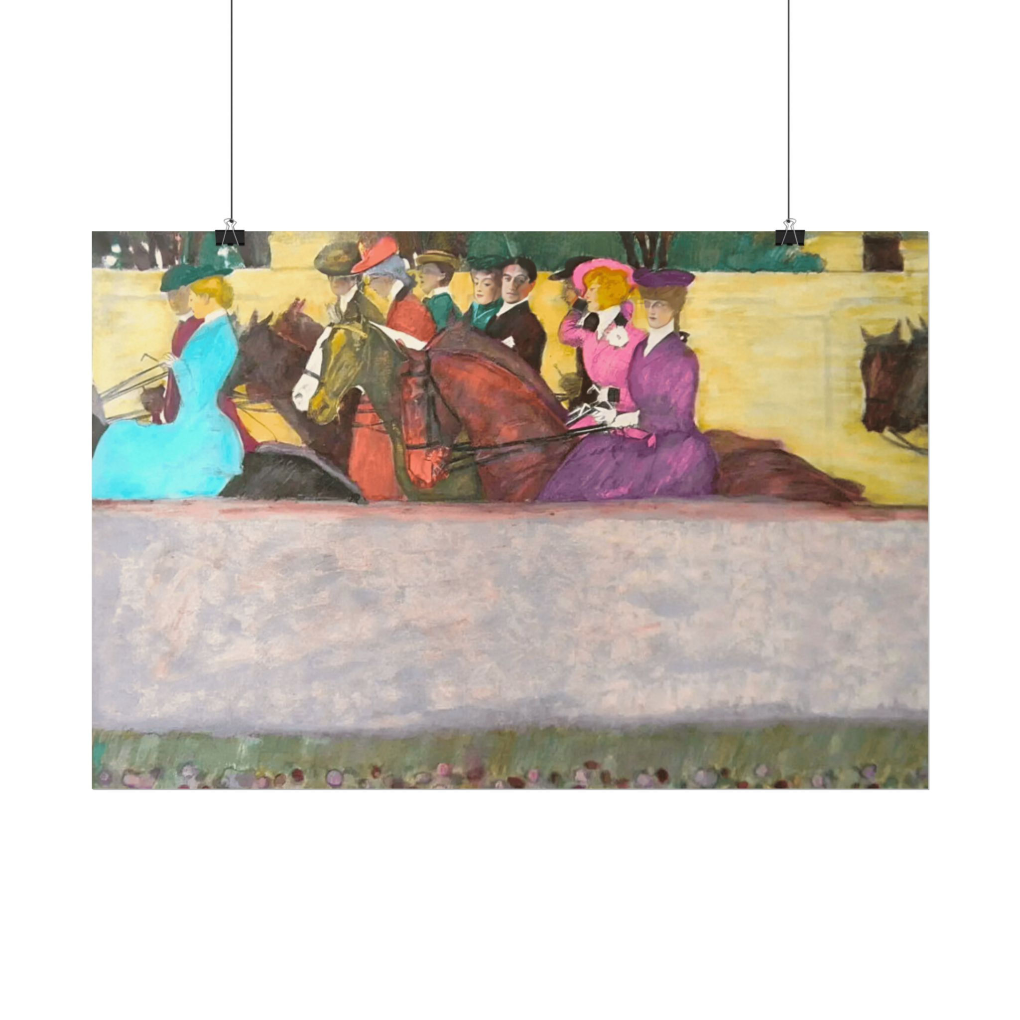 Vintage Equestrian Art Victorian Women Men & Horses Giclee Print Henry Hutt