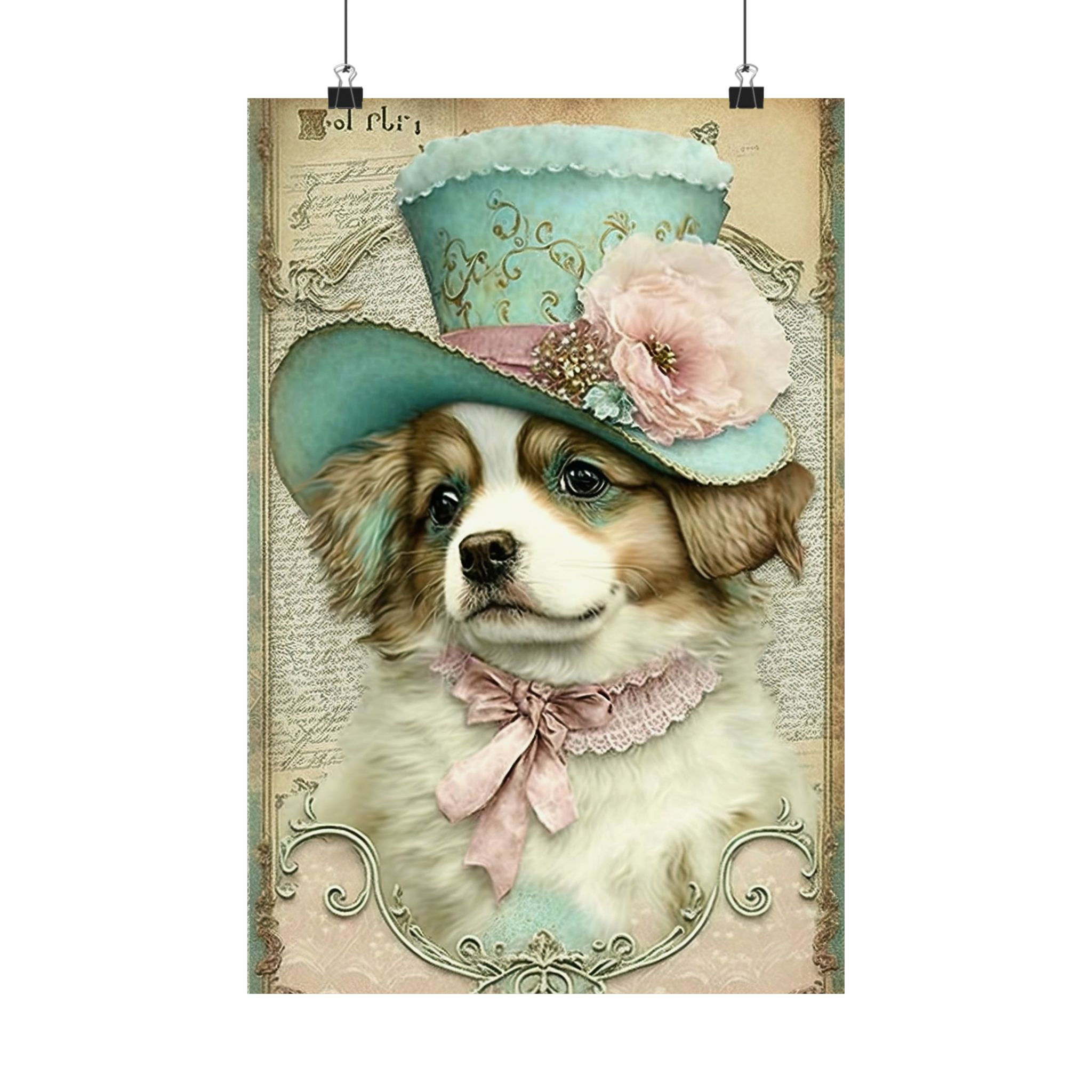 Vintage Dog Art Print Shabby Victorian Dog Lover Gift Fun Cute Expressive Decor 