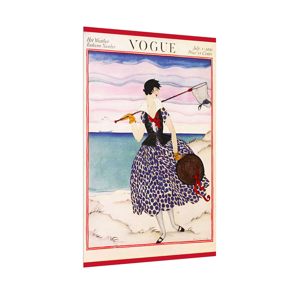 Thumbnail: Vintage Vogue Magazine Cover Giclee Art Print Chic Summer Beach French fashion 
